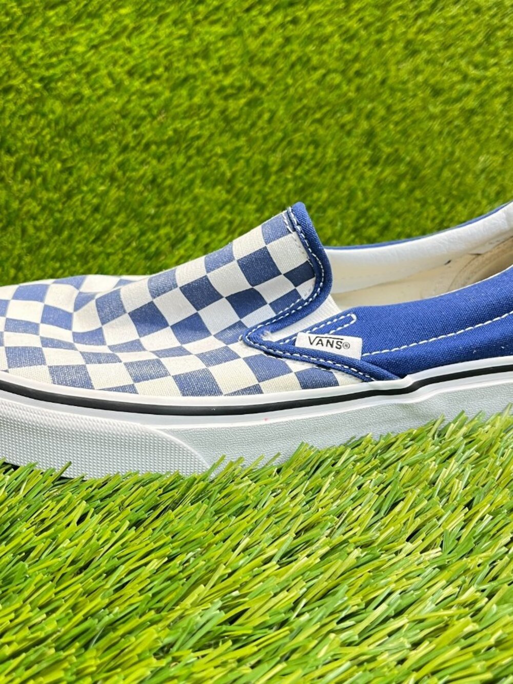 Vans Classic Slip-On Womens Size 8 Blue White Athletic Skateboard Shoes Sneakers - Picture 5 of 12
